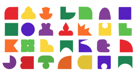 Abstract Collection of Colorful Geometric and Organic Shapes for Modern Poster Design, Digital Art Backgrounds, Corporate Branding, and Creative Graphic Elements

