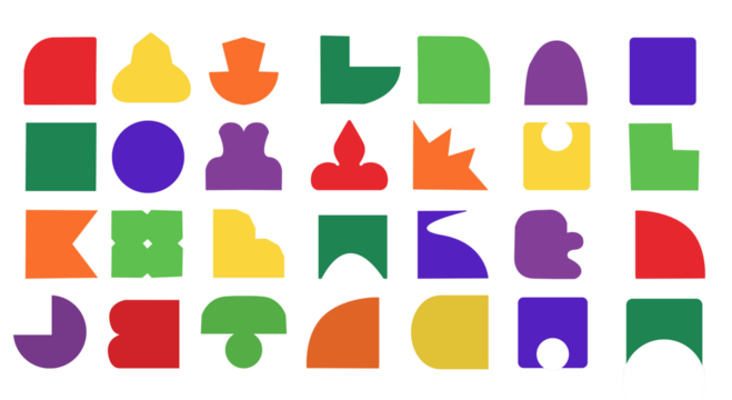 Abstract Collection of Colorful Geometric and Organic Shapes for Modern Poster Design, Digital Art Backgrounds, Corporate Branding, and Creative Graphic Elements

