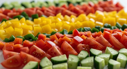 Fresh Diced Vegetables Colorful Food Preparation Healthy Eating