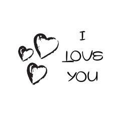 heart drawing, I LOVE YOU, hand-drawn colorful heart