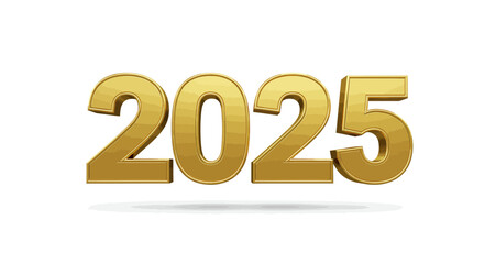 Golden 2025 year celebration design on a white background for future events