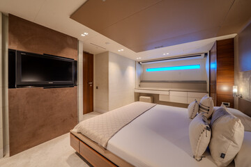 Traditional Turkish Blue Cruise yacht interior architecture.