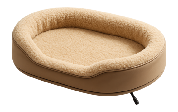 A heated dog bed with a removable fleece cover, perfect for cold spaces.