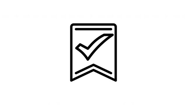 Check Bookmark &ndash; Line Animated Icon &ndash; Alpha Channel &ndash; 4K