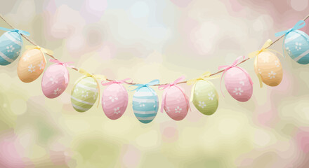 Pastel Easter Eggs Garland: Festive Decoration for Spring Celebration Event