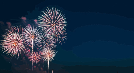 Spectacular fireworks display illuminating the night sky with vibrant bursts of color