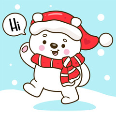 cute polar bear christmas animal kawaii cartoon winter season

