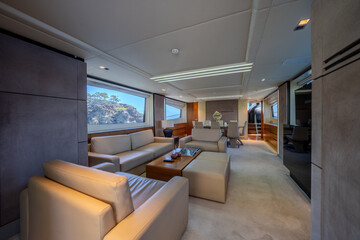Traditional Turkish Blue Cruise yacht interior architecture.
