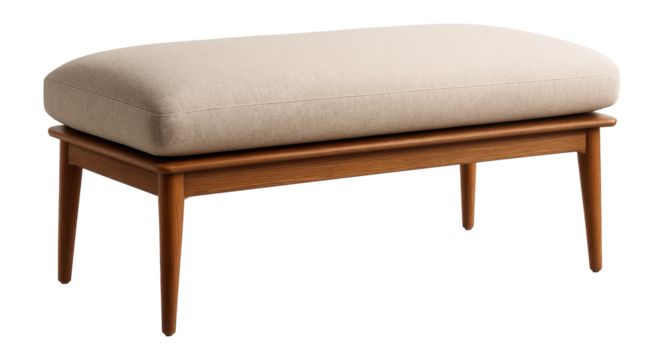 A spacious bench with a soft, oversized cushion for family gatherings.