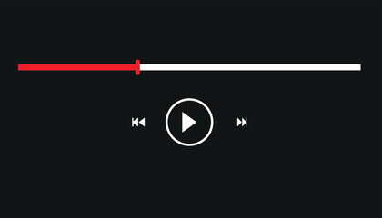 audio or video player progress loading bars with time slider, play and pause, rewind and fast forward buttons. Templates of media player playback panel interface. Vector illustration © MEHMET