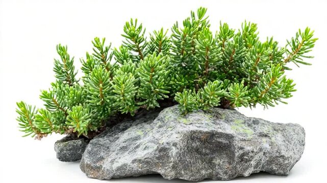 Plant growing out of a rock on a white surface, great for nature and outdoor themes