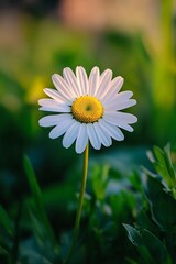Close-up of a single, vibrant white daisy