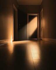Dark hallway, sunbeam