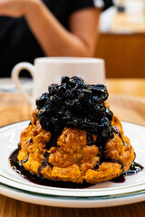 blueberry pie and coffee