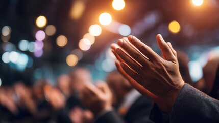 Hands clapping in a blurred festive event