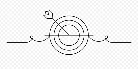 Single line target. Line art style. Continuous one line drawing target with arrow