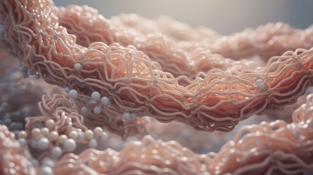Realistic Molecular Illustration of Collagen in Human Tissue