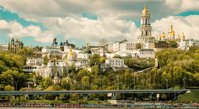 Kul Sharif Mosque and Kazan Kremlin landmarks in Kazan, Tatarstan, Russia. Beautiful historical architecture, famous tourism destination, and cultural landscape city view under bright sunny day.