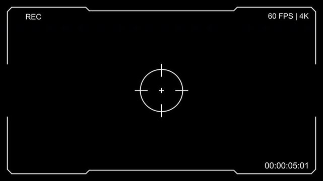 digital recording screen frame hud alpha channel template for camera display. 4k video viewfinder frame template with futuristic hud layout. camera screen overlay with recording frame for cinematic