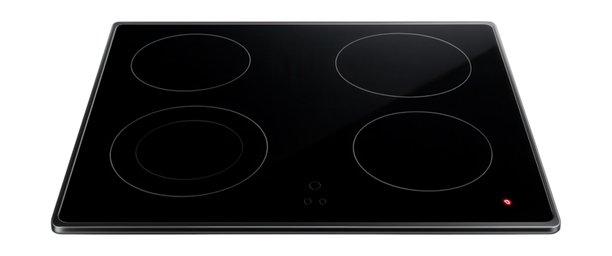 Glass-ceramic cooktop featuring a residual heat indicator for safe family cooking.