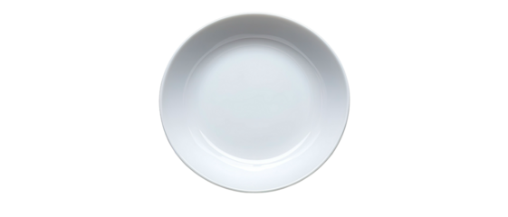 Plain, round, white dish on a black background