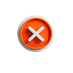 Fototapeta premium Orange X in circle. 3D render. Simple, crisp, bold