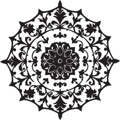 Ornate Floral Mandala with Intricate Details A Symmetrical Design Displaying Artistic Elegance and Classic Charm in a Decorative Composition