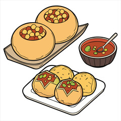 Indian street food dahi puri and aloo tikki