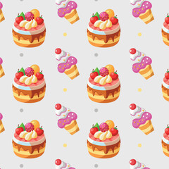 Pattern for many designs with the image of a cupcake, a delicious dessert