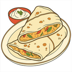 Delicious stuffed crepe with sauce