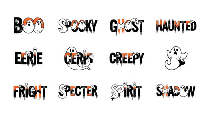 Spooky Halloween Words: A collection of whimsical words and phrases, each playfully illustrating the essence of Halloween spirit and the thrilling chills associated with the season.