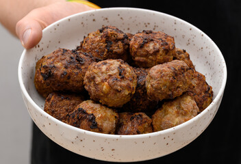 Baked minced meat from grandma's recipe, traditional Polish minced meat cutlets from the air fryer