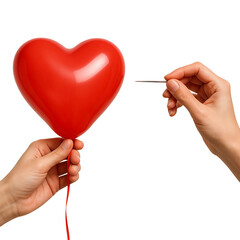 Heart Balloon and Needle – Fragile Love and Tension Concept