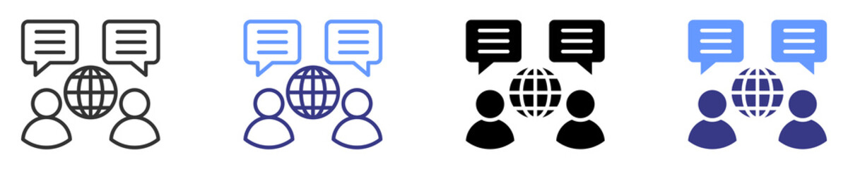 global communication icon set multiple style