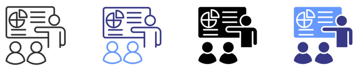 presentation icon set multiple style