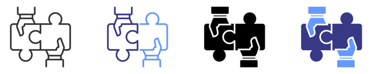 collaboration icon set multiple style