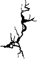 Fototapeta premium Crack wall, ground texture breaks on land surface. Ground fissure line sketch Crash fracture, land damage, earthquake. 