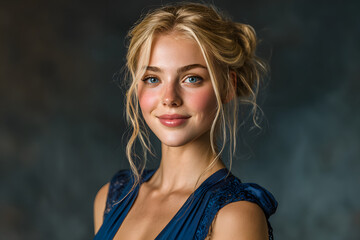 Pretty 18 years old blonde girl posing in studio