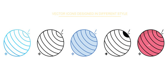 Gym Ball icon set multiple style collection