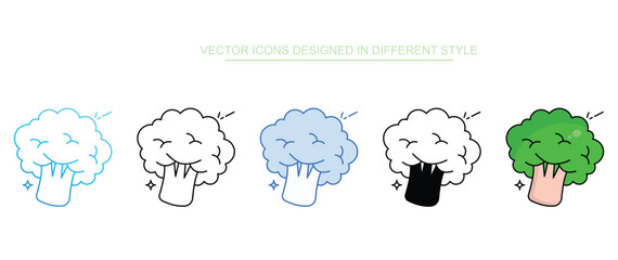 Broccoli icon set multiple style collection