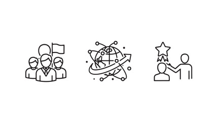 Set of business leadership icons simple line vector design element for web and mobile apps