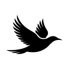 Obraz premium black Flying bird design icon Silhouette vector style with white background