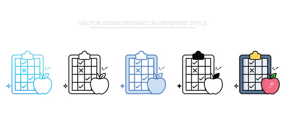 Diet Plan icon set multiple style collection