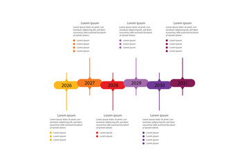 Editable timeline infographic template design with 6 steps. Infographic template which can be used for presentations banners, workflow layout, annual report, web design.	