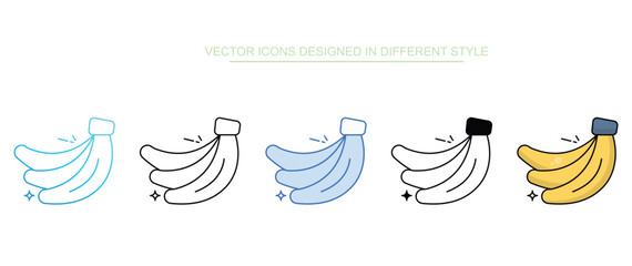 Banana icon set multiple style collection