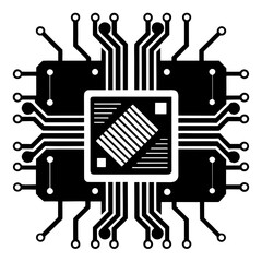 Circuit boards vector clean black silhouette design white background
