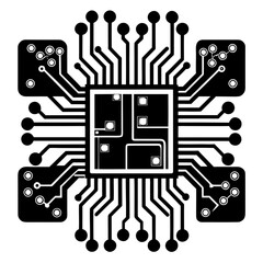 Circuit boards vector clean black silhouette design white background