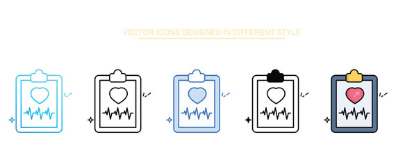 Cardio Report icon set multiple style collection