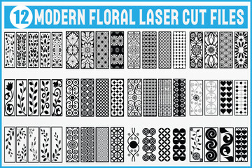Modern floral laser cut files for elegant designs