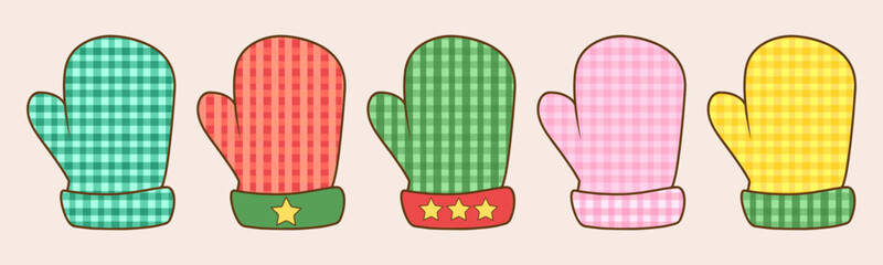 Set of Pastel Coquette Christmas Decorative Ornaments and candy, Doodle Hand Drawn, Vintage paper fabric Bows Seamless Pattern. Retro Decorative Tied Knots and Ribbons with polka dot. Holiday wrapping